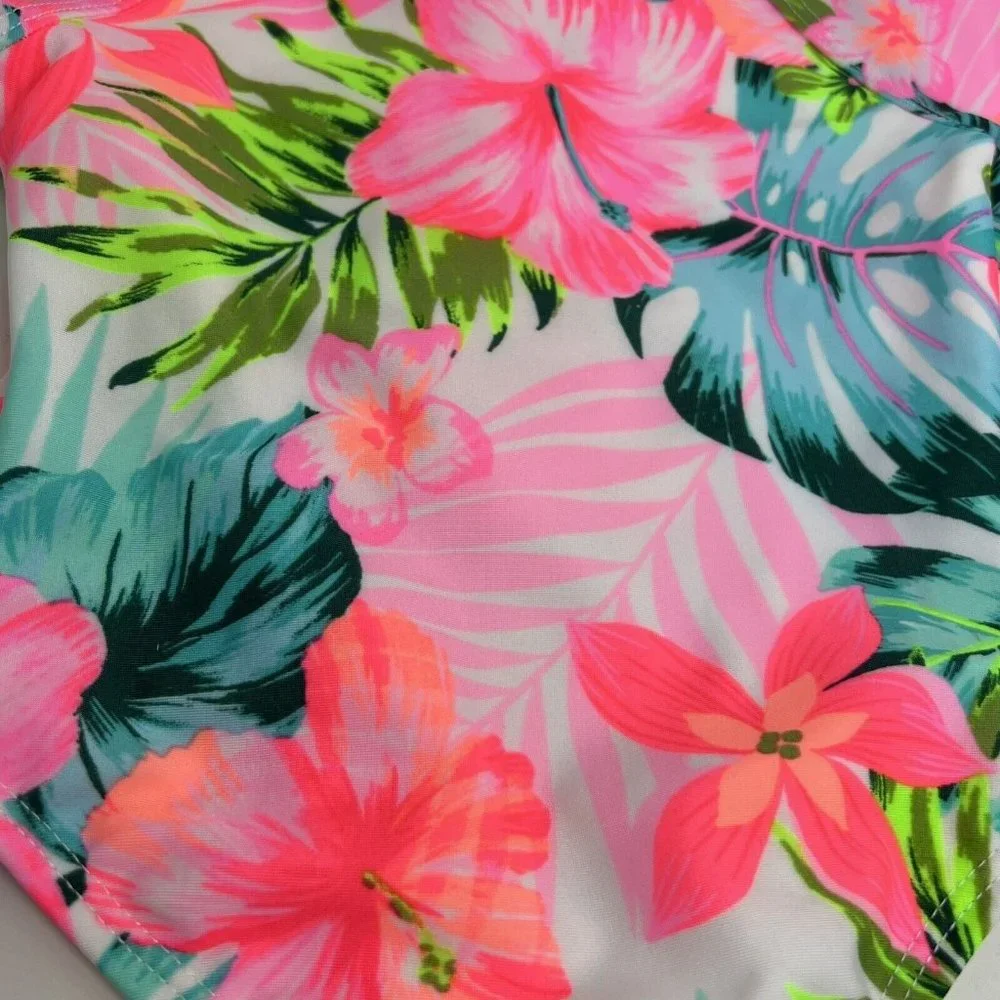 Wonder Nation Swimsuit Toddler Sz 18M Tropical Hawaiian Floral UPF 50 Rash Guard - Picture 10 of 12